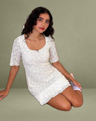 Fredrika Mini Dress in Lace Ivory