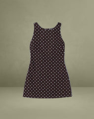 Ayana Open Back Mini Dress in Medium Polka Brown
