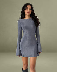 Sarweni Long Sleeve Mini Dress in Midnight Shimmer