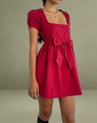 Leshiana Mini Dress in Poplin Adrenaline Red