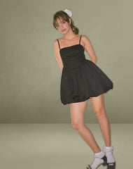 Micala Puffball Mini Dress in Black
