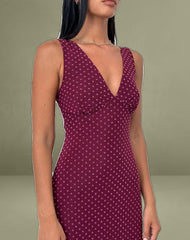 Gabriella Dress in Basic Polka Flock Berry