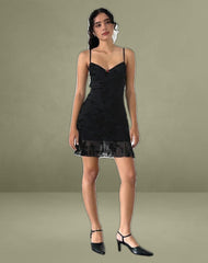 Micaya Mini Dress In Black Botanical Flower