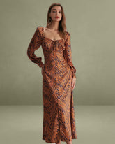 The Brown Sweetheart Neck Zebra Maxi Dress
