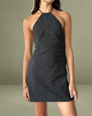 Belinda Mini Dress in Flower Broderie Black