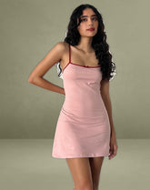 Riniko Mini Dress in Pink Lady with Adrenaline Red Binding
