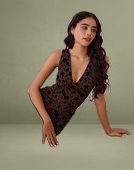 Gabriela Midi Dress in Garden Floral Brown