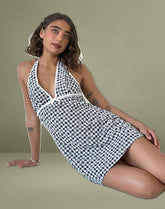 Corla Mini Dress in Black Floral Gingham