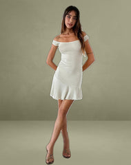 Cynthia Mini Dress in Shimmer Rib Ivory