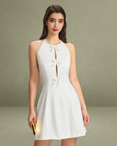 White Halter Backless Mini Dress
