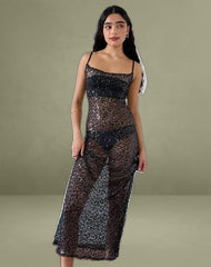 Darsih Maxi Dress in Sequin Mesh Black