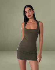 Jinsuen Mini Dress in Lycra Olive
