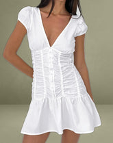 Silesa Ruched Mini Dress in White