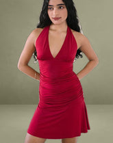 Carey Mini Dress in Lycra Slinky Red