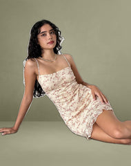 Akmu Mini Dress in Chic Petal Pink Lace