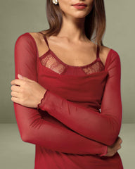 Red See Through Bodycon Maxi Dress