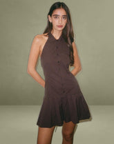 Mikena Collared Dress in Deep Mahogany