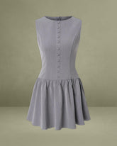 Grey Boat Neck Sleeveless Mini Dress