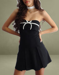 Panolia Bow Front Mini Dress in Tailoring Black