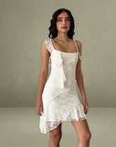 Jati Mini Dress in Off White Canina Rose Lace