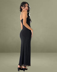 Darsih Maxi Dress in Basic Polka Black Flock