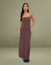 Darsih Maxi Dress in Rar Leopard Flock Chocolate