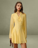 Yellow Bell Sleeve A-Line Mini Dress