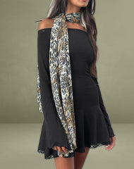 Elwyn Bardot Mini Dress in Slinky Black