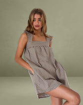 Sanaly Mini Dress in Mini Gingham Brown