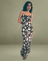 Kafka Maxi Dress in Brown Floral Print