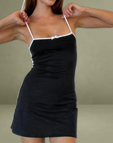 Riniko Mini Dress in Black with White Binding