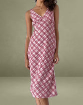 Liva Midi Dress in Pink Tartan