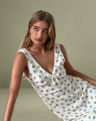 Lavisha Midi Dress in Funshine Floral Off White