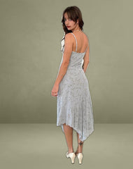 Devon Midi Dress in Flock Chic Petals Grey