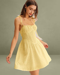 Yellow Ruched Corset Slip Mini Dress
