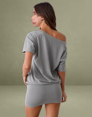 Edwina Off The Shoulder Mini Dress in Grey