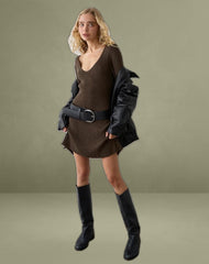 Meghan Mini Dress in Dark Chocolate