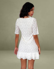 Fredrika Mini Dress in Lace Ivory