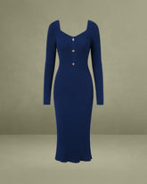 Navy Sweetheart Neck Bodycon Sweater Dress