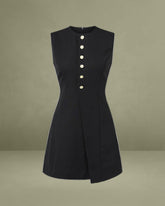 Black A-Line Button Mini Dress