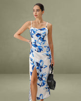 Blue Floral Bohemian Slip Maxi Dress