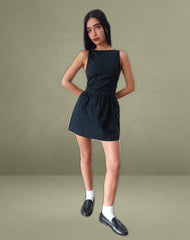 Taleshi Mini Dress in Black with Tap Shoe Off White Bows