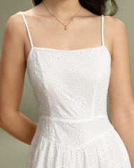 White Embroidery Slip Maxi Dress