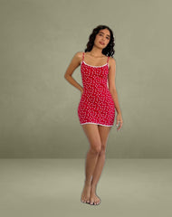 Riniki Bodycon Mini Dress in Heart Red