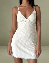 Mevila Cami Mini Dress in Ivory Polka Flock
