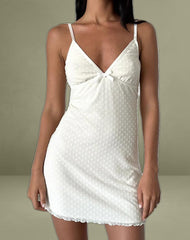 Mevila Cami Mini Dress in Ivory Polka Flock