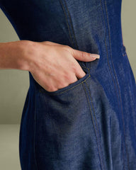 Blue Sleeveless Pocket Mini Dress