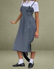 Sloane Midi Dress in Mini Dark Blue Gingham