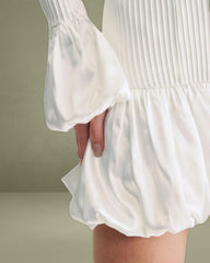 White Splicing Sweater Mini Dress