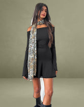 Elwyn Bardot Mini Dress in Slinky Black